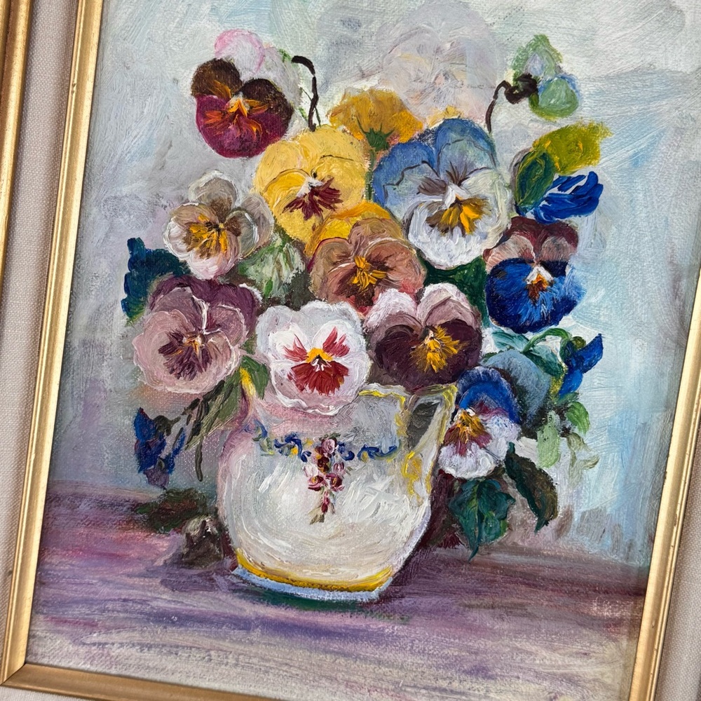 Original Floral Oil Painting Framed 17x13 Artist Unknown - Picture 2 of 5
